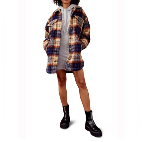 Topshop Jackets & Blazers - Topshop Wool Plaid Shacket